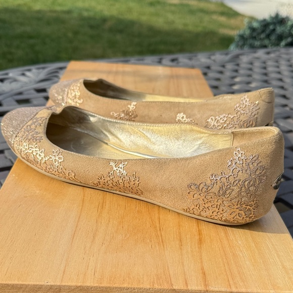 Jimmy Choo Sparkling Gold Flats - Picture 5 of 8